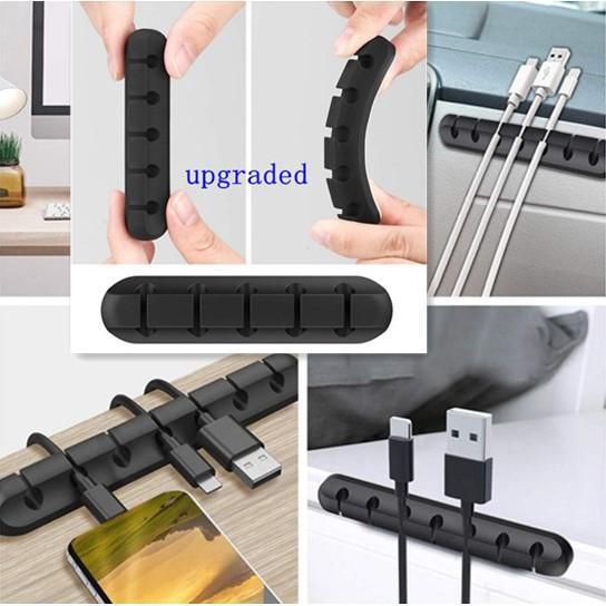 5 Hole Cable Organizer Silicone USB Cable Winder Desktop Tidy Management Clips Cable Holder for Mouse Headphone Wire