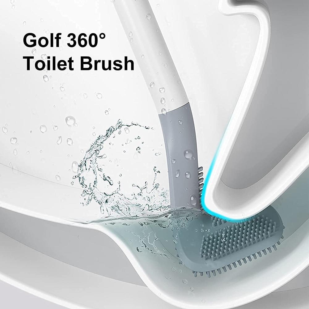 Golf Silicone Hockey Toilet Brush Long Handled Toilet Brush Rubber Toilet Brush with TPR Brush Head for Bathroom