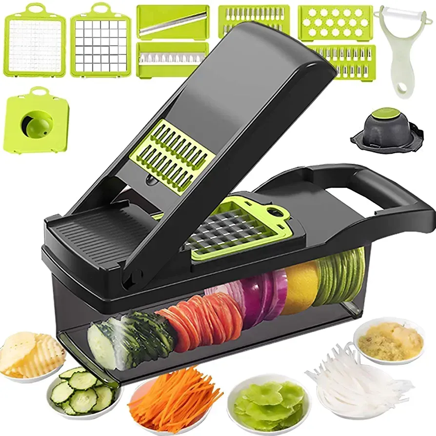 12 in 1 Onion Chopper with Large Container, Adjustable