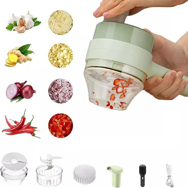 4 In 1 Handheld Electric Vegetable Cutter Set Slicer Vegetable Spiral Slicer Cutter Masher Machine Kitchen Tool Multifunctional